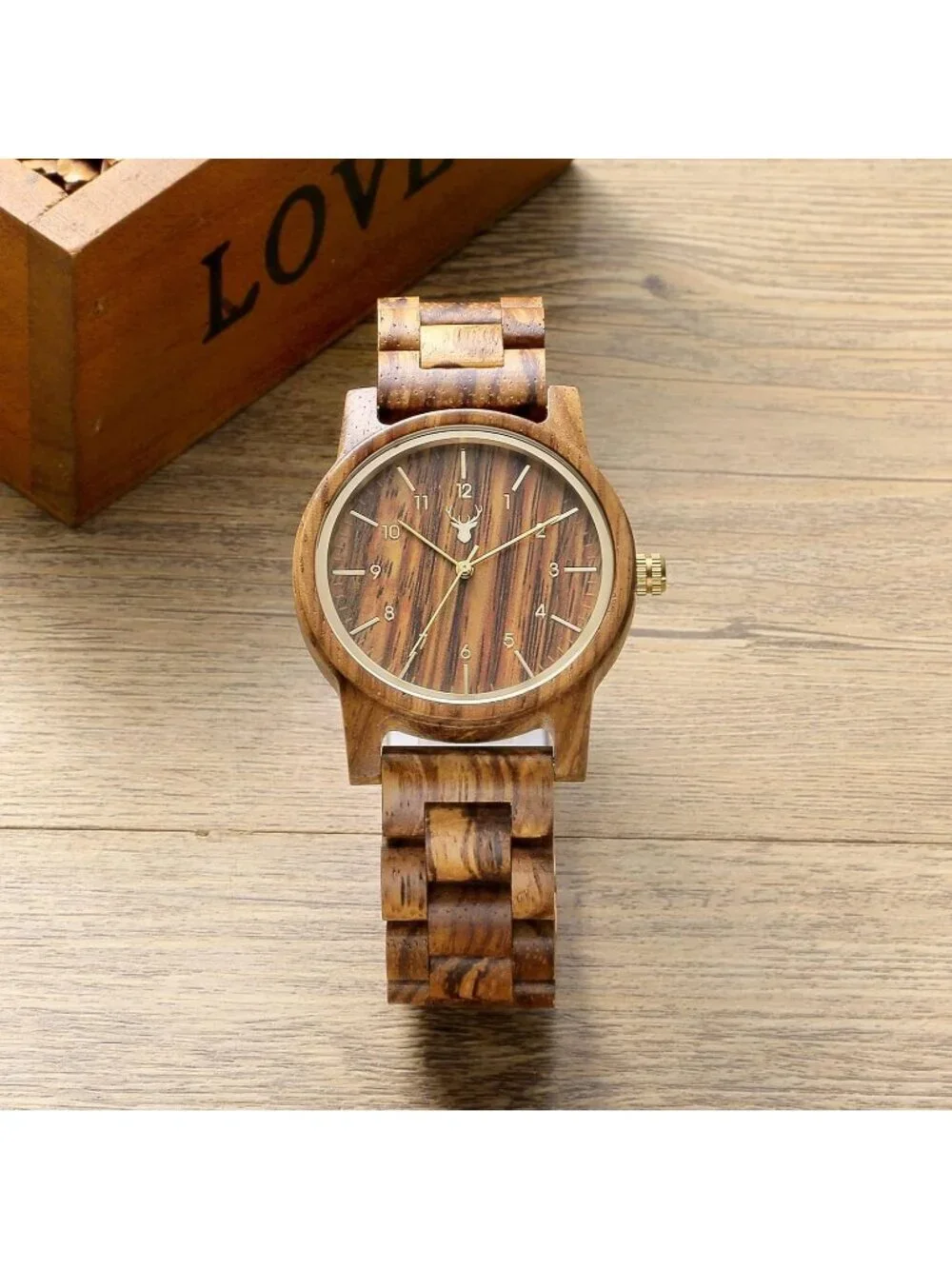 Mens All Brown Analog Unisex Natural Handmade Adjustable Waterproof Wooden Watch